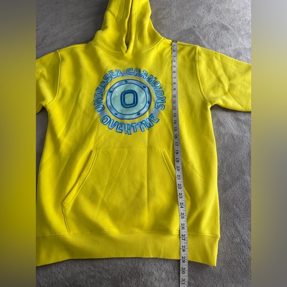 Overtime SpongeBob Airbrush Hoodie Men’s Medium in Yellow Worn 1x - Picture 4 of 8